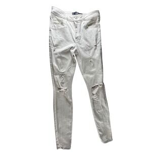 Hollister White Distressed High-Rise Super Skinny Jeans Girls Size‎ 26